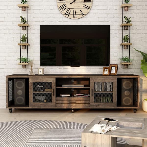 Furniture of America Coopern 71 in. Reclaimed Oak TV Stand Fits