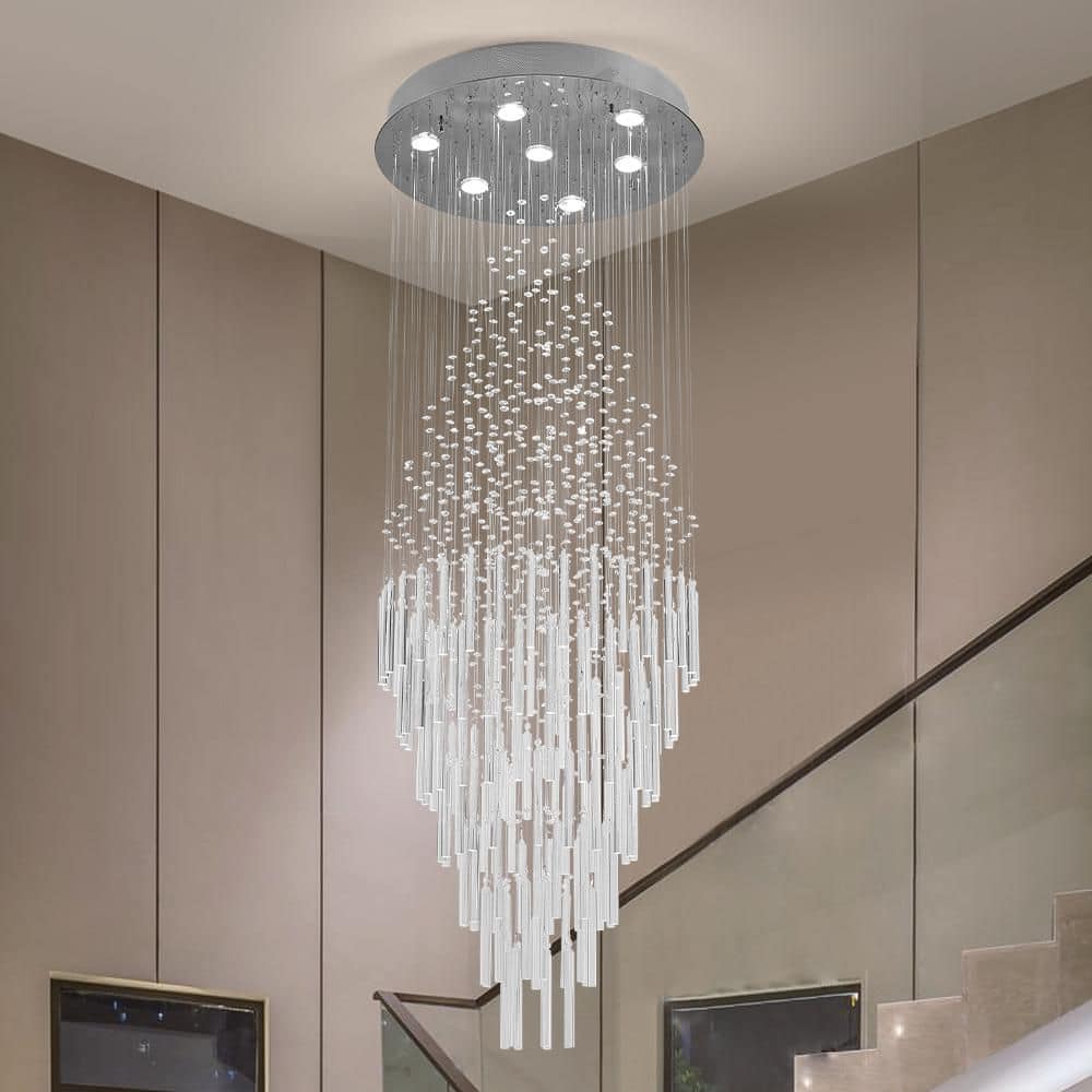 Maxax Albany 7-Light 23.6 in. Clear Crystal Modern Tiered Dimmable