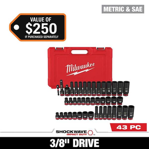 Milwaukee SHOCKWAVE 3/8 in. Drive SAE and Metric 6 Point Impact