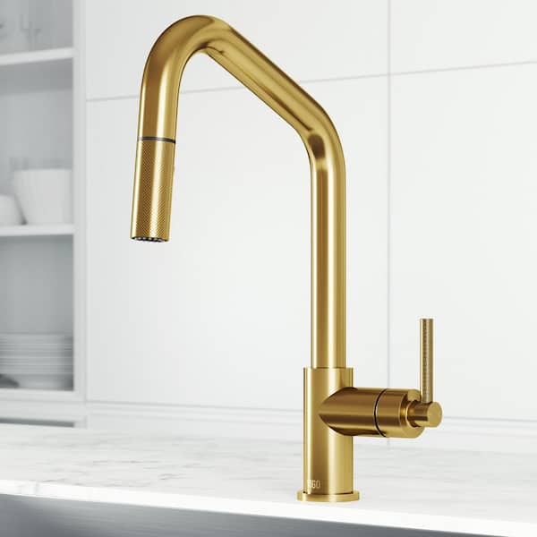 VIGO Utopia 14 in. H Single Handle Pull-Down Sprayer Kitchen Bar