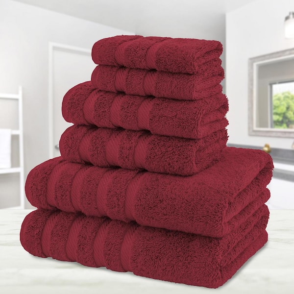 American Soft Linen Burgundy Red 6-Piece Turkish Cotton Towel Set