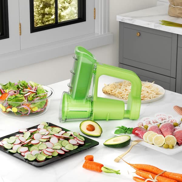 JFVKAF White Electric Rotary Cheese Grater with 3 Blades for Hard