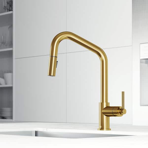 VIGO Utopia 14 in. H Single Handle Pull-Down Sprayer Kitchen Bar