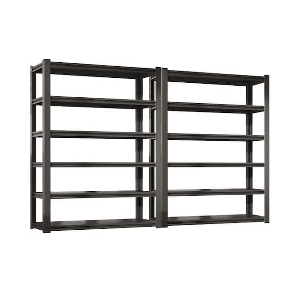 Siavonce 2-Pieces 6-Tier Metal Shelves 2400 lbs. Adjustable Garage