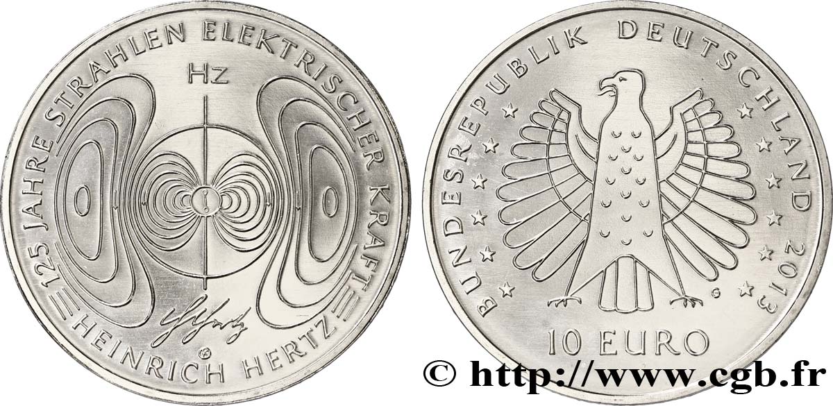 GERMANY 10 Euro HEINRICH HERTZ 2013 Karlsruhe G feu_385905 Euro coins