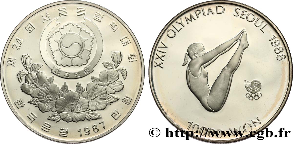 SOUTH KOREA 10000 Won Proof - XXIV olympiade Séoul 1988 Plongeon