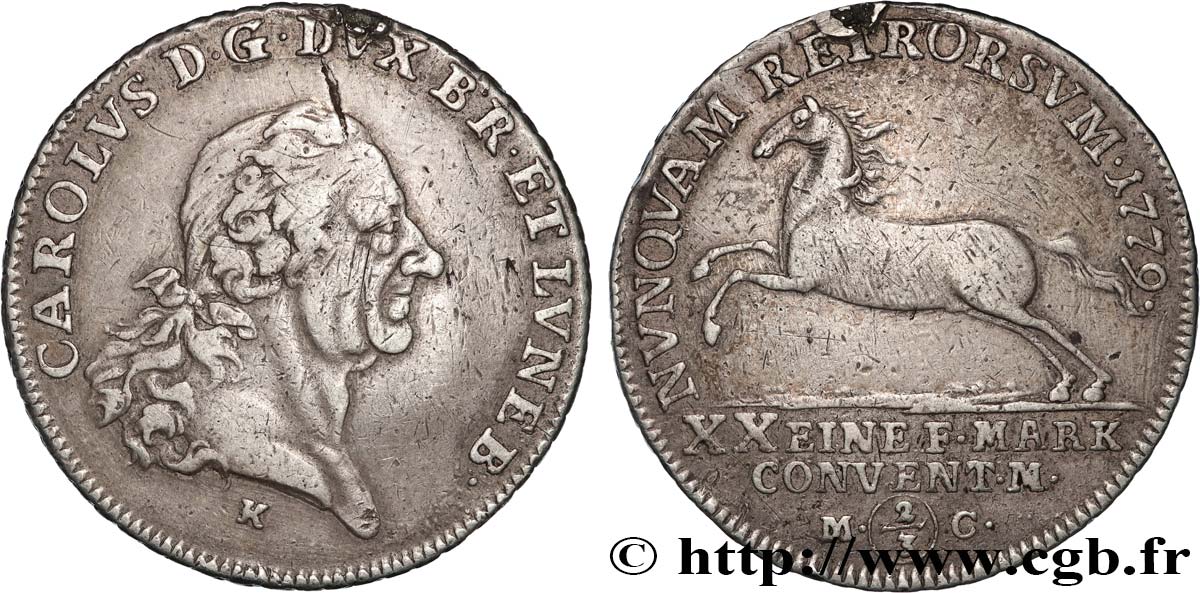 GERMANY - DUCHY OF BRUNSWICK WOLFENBUTTEL - CHARLES I 2/3 de