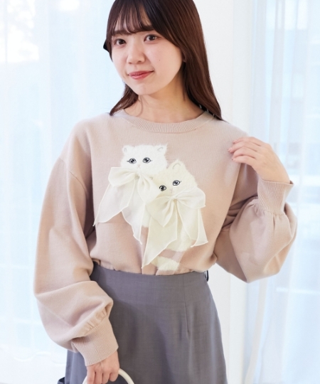 ダブルふわねこリボンニット/MAJESTIC LEGON(マジェスティックレゴン