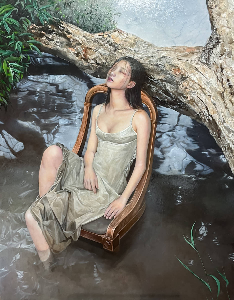 金沢湧洙「裸婦」油彩 F6 額装 人物画 油絵 油画 絵画 K 金沢湧洙