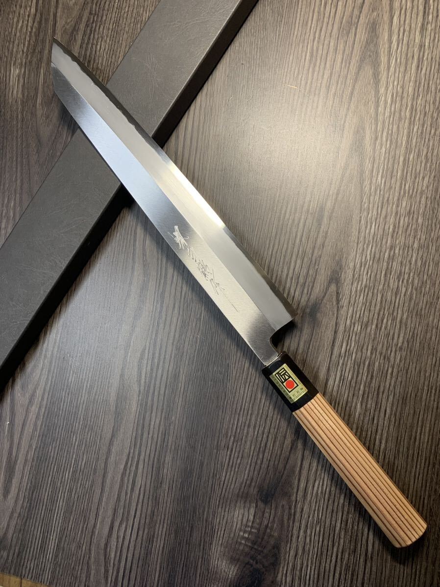 堺刃物】刺身 蛸引 包丁白ニ鋼尺水牛角柄