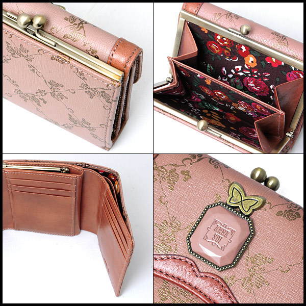 ANNA SUI アナスイ 財布 三つ折財布 レディース ピンク ウォールデコ