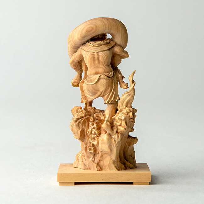 1-2W 極小仏 風神[風神像 神様 仏像 木製 木彫り 柘植 ツゲ 高さ9.5cm