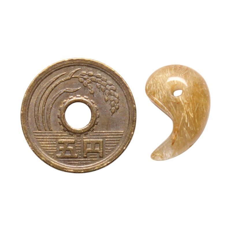 無数の金針＆太針が魅力ゴールドルチルが光る」 一点物 勾玉