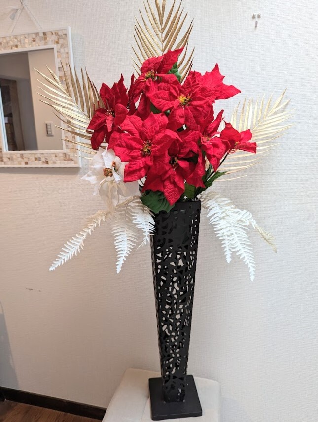 造花 クリスマスアレンジ スタンドフラワー 店舗装飾 ギフト - 【造花