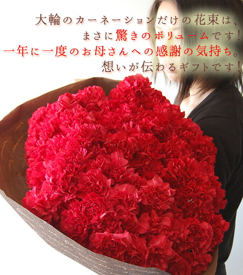 送料込価格】母の日ギフト 赤いカーネーション100本の花束【母の日