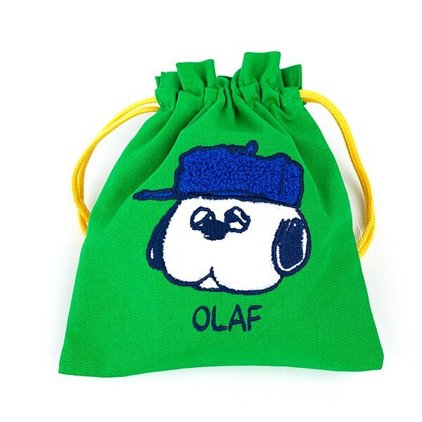 スヌーピー SNOPPY サガラ刺繍巾着 PEANATUS PNWB オラフ グリーン