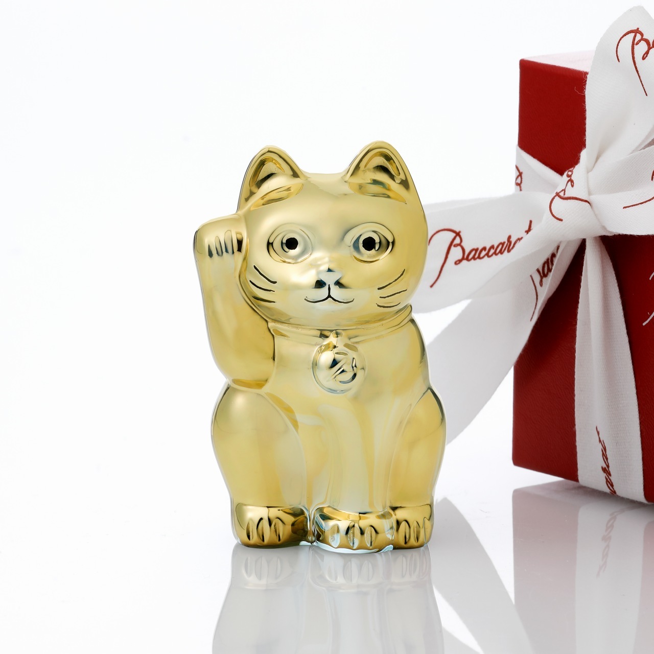 Baccarat バカラ まねき猫 ゴールド 10cm 名入れ彫刻代込み 名前 名