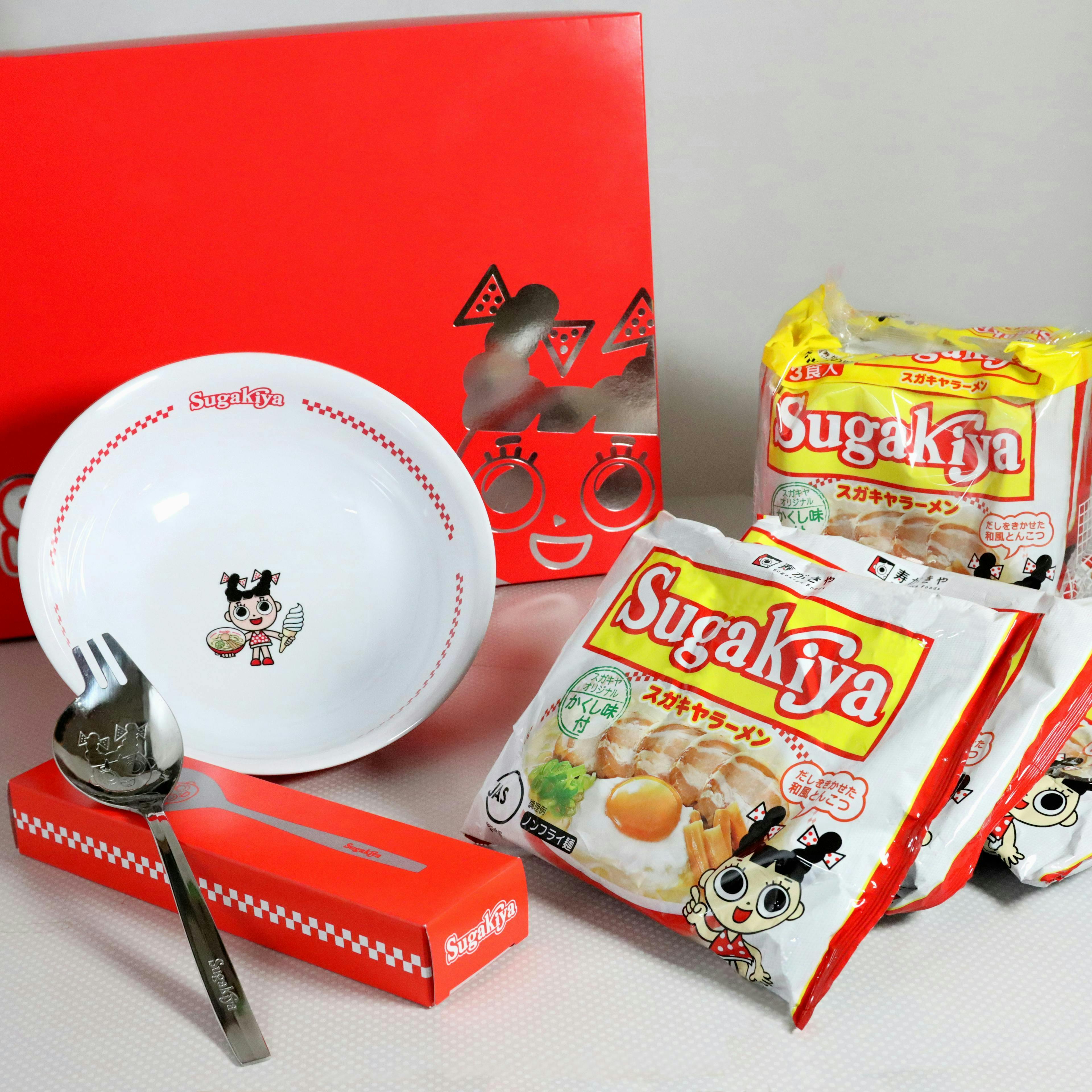 スガキヤセット どんぶり&ラーメンフォークとスガキヤ3食入スガキヤ