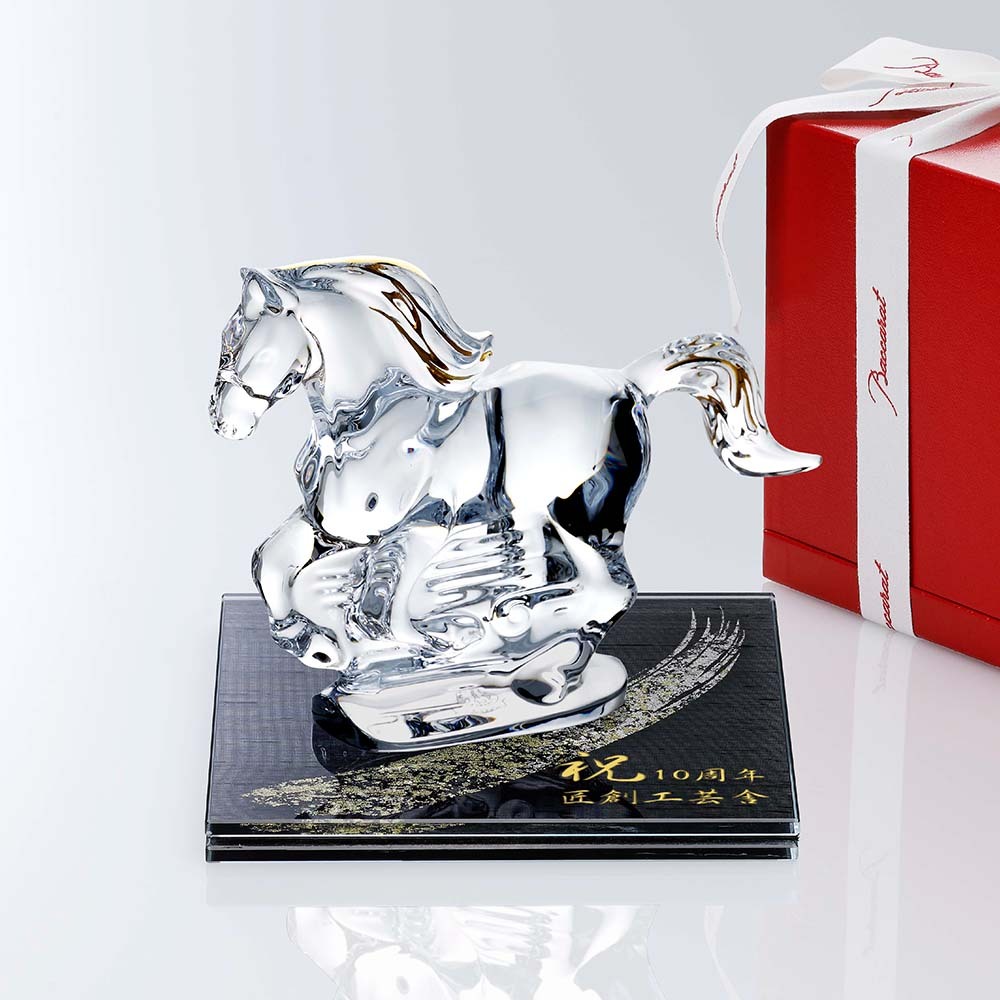 Baccarat バカラ 干支 馬 ゴールド・ITOKO 伊と幸 シルクガラス 台座