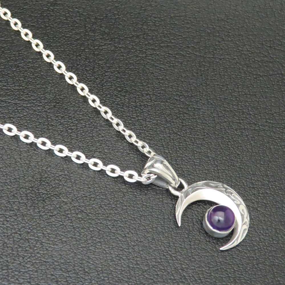 三日月ネックレス アメジスト シルバー925 【刻印無料】 紫水晶 三日月
