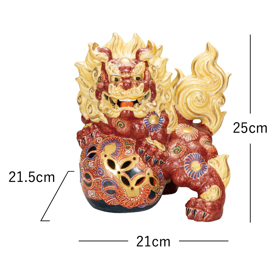 送料無料】 8号立獅子・盛（九谷焼 lion 魔除け 避邪 置物 幸運 法人