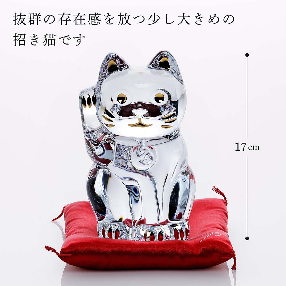 バカラ 招き猫 白黒セット 座布団付き Baccarat バカラ まねき猫 M