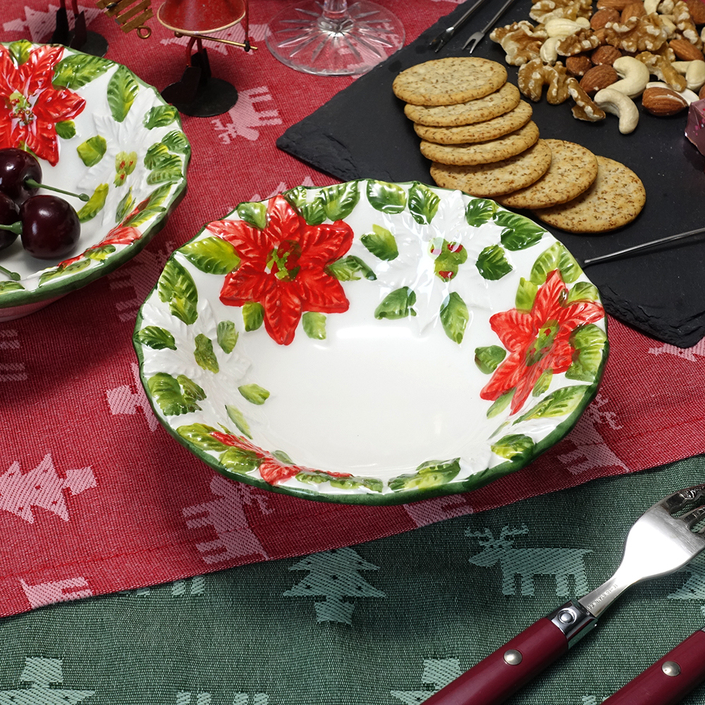 クリスマス テーブルウェア イタリア製 陶器 食器 ハンドメイド サラダ