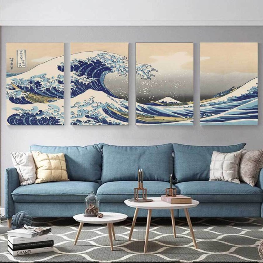 葛飾北斎 富嶽三十六景「神奈川沖浪裏」4枚セット 人気 絵 30×40cm