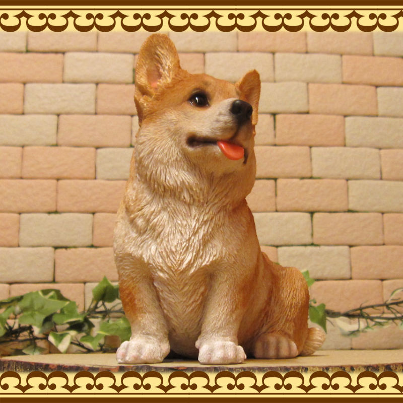 犬 置物 リアル ウエルシュコーギー お座り いぬ 動物オブジェ