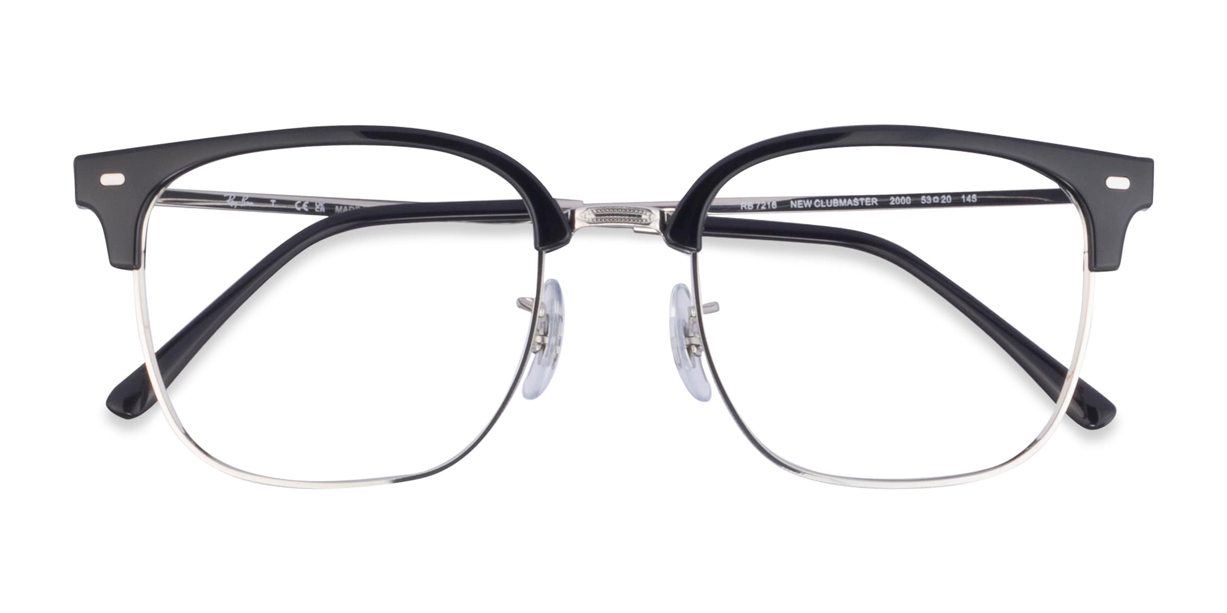 Ray-Ban RB7216 New Clubmaster - Browline Black Silver Frame
