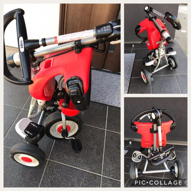 室内保管品】アイデス コンポタウン レッド 【折畳み式三輪車】の通販