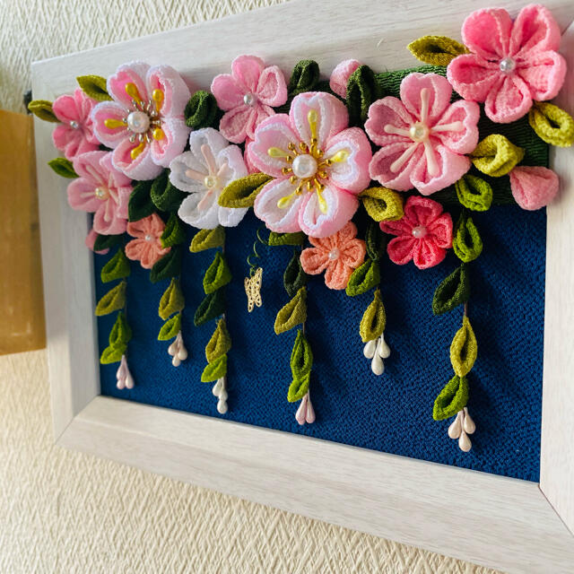 ちりめんつまみ細工(しだれ桜ハガキサイズ🌸)の通販 by yo-yo's shop