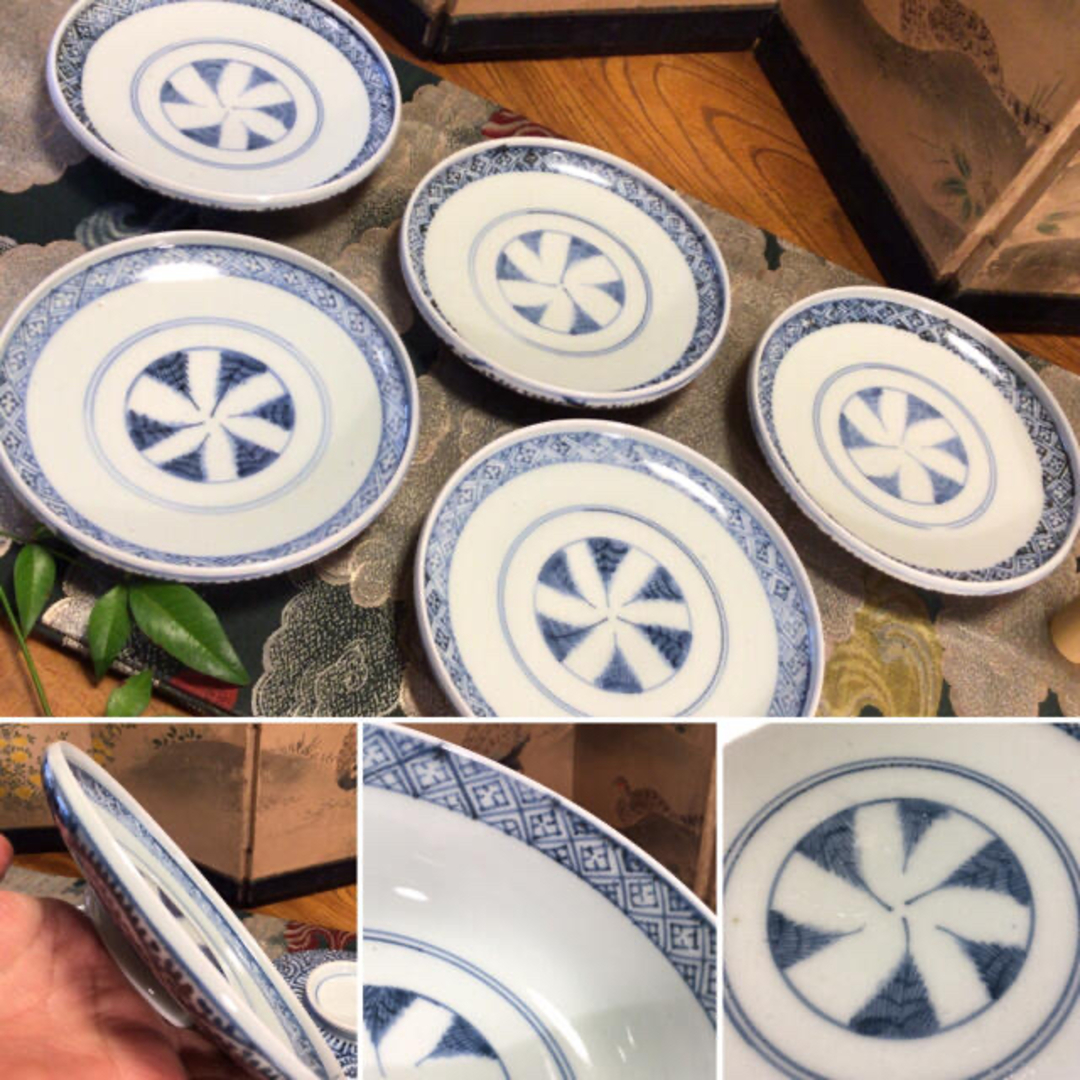 A140 古伊万里 染付 蛸唐草紋様 蓋丼 5客の通販 by arajin's shop｜ラクマ