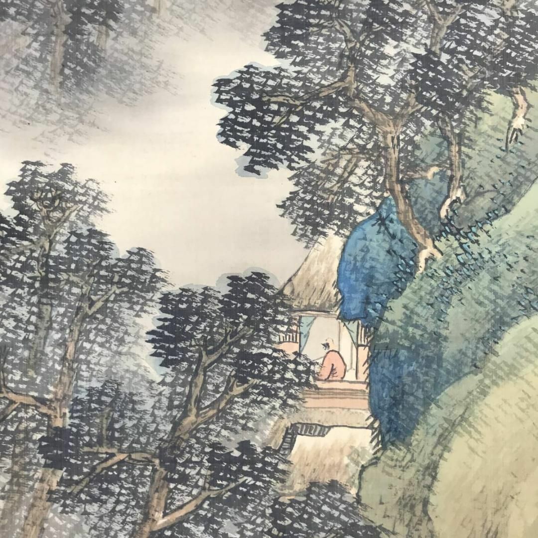 真作】赤松雲嶺/山水画賛/長夏雲林図/山水図/掛軸/名家伝来/AD-179