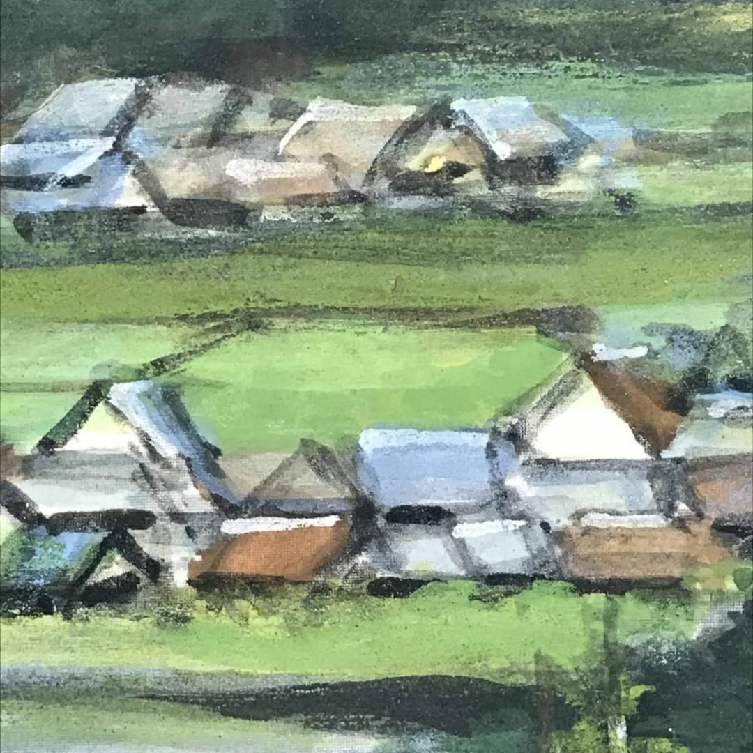 真作】中島光輪/青緑山水図/風景図/横物/飛鳥の里/掛軸☆宝船☆AB-583