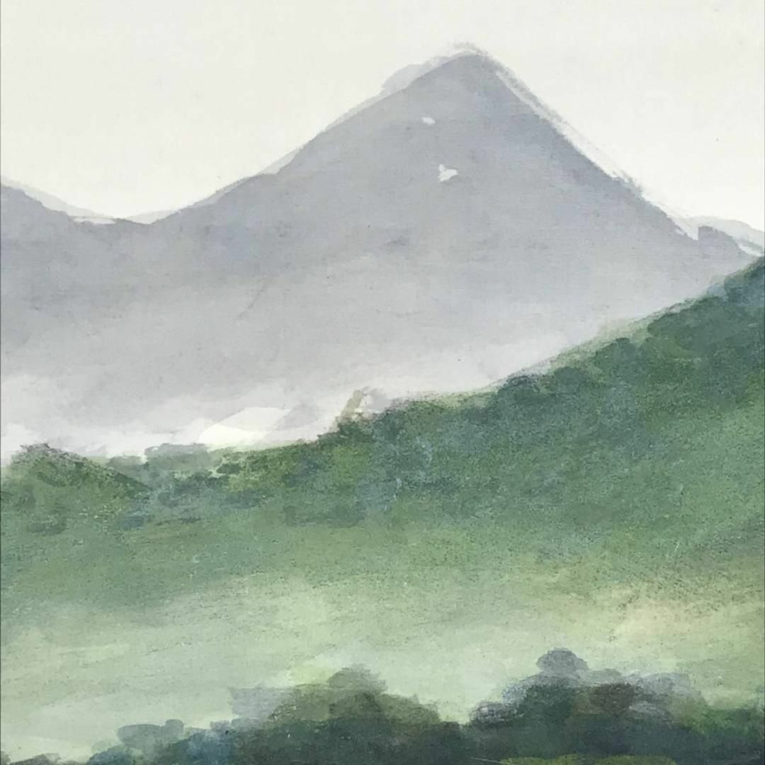 真作】中島光輪/青緑山水図/風景図/横物/飛鳥の里/掛軸☆宝船☆AB-583