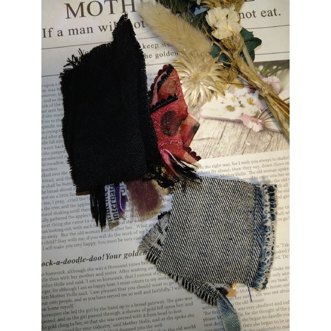 ○限定○ハンドメイド○デニムリメイク＆革タグ2個セット0468○の通販