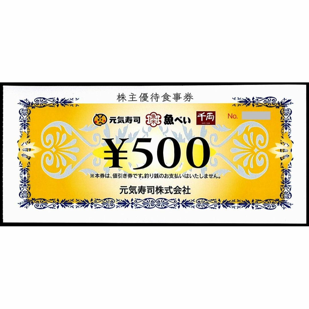 クリアランス 元気寿司 株主優待券［20枚（1万円分）］/2024.6.30まで