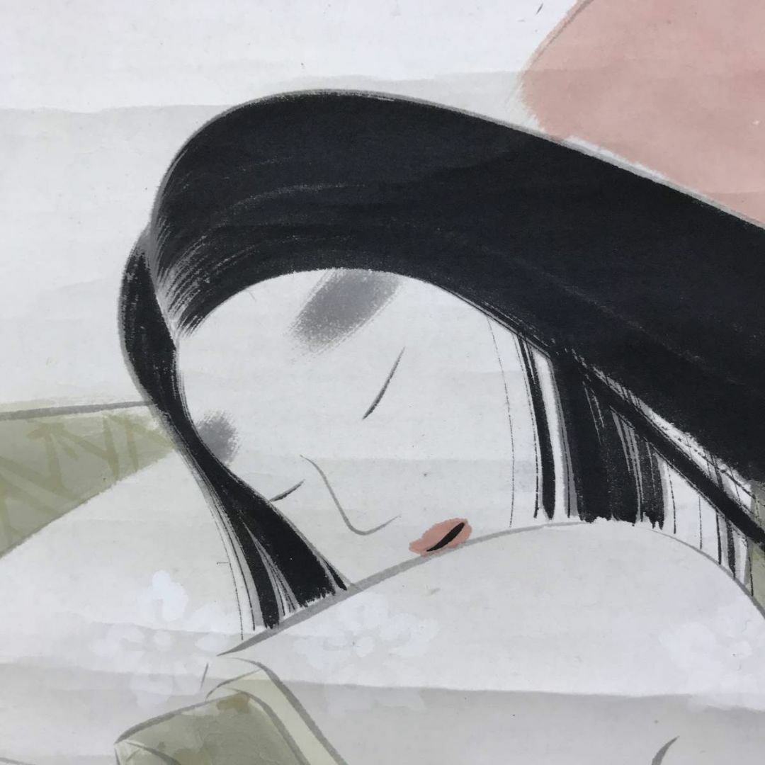 真作/久城月/菊池契月門下/秋思/小野小町/美人画/掛軸☆宝船☆AE-391の