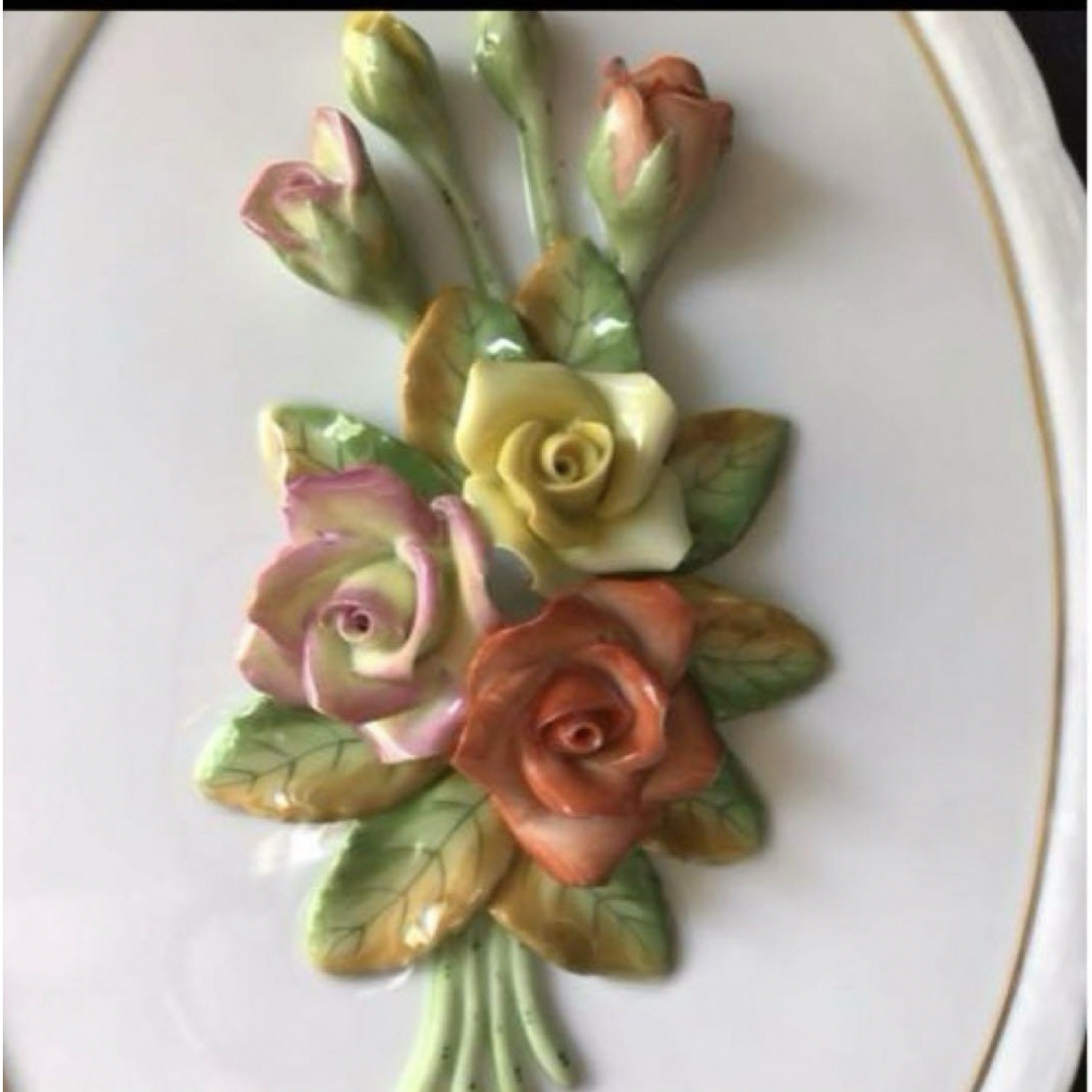 ヘレンド 立体陶板 プラーク 希少 薔薇 ヘレンド 立体陶板 プラーク