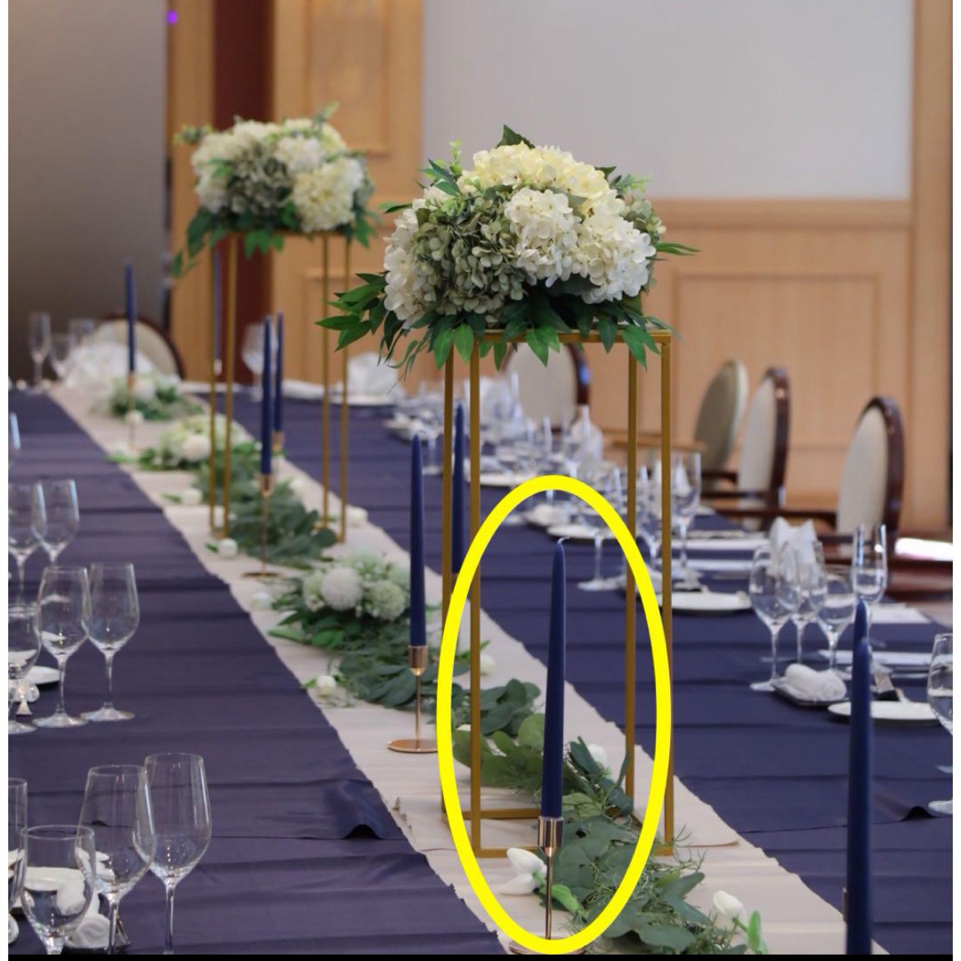 結婚式 テーパーキャンドル キャンドルホルダー ネイビー ゴールドの
