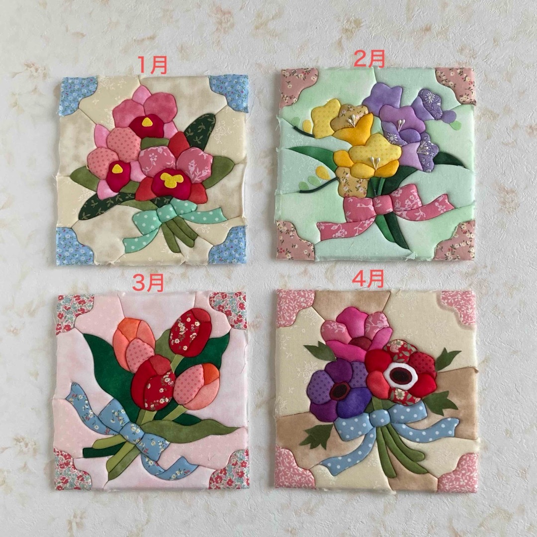 きめこみパッチワーク 12ヶ月の花 専用額一個付きの通販 by ねこまねき