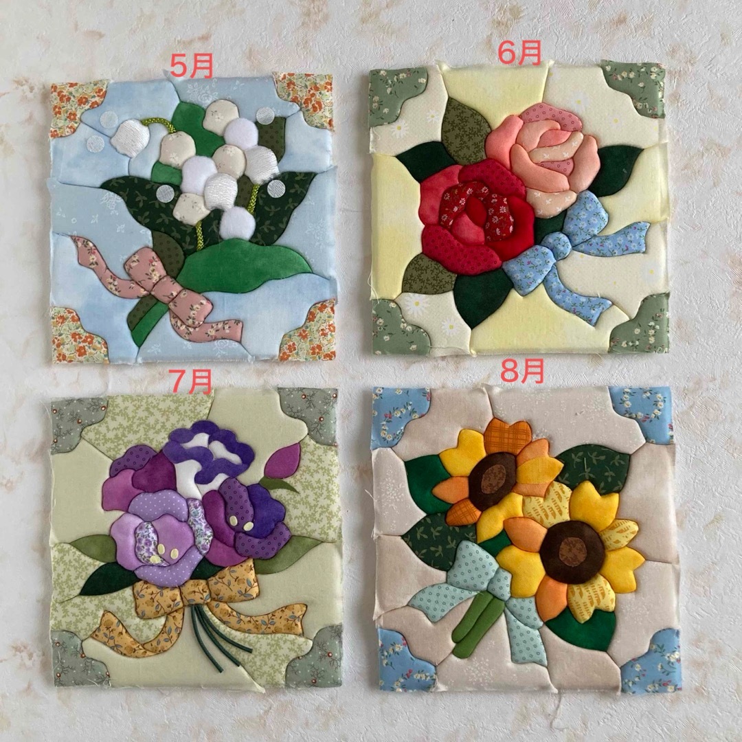 きめこみパッチワーク 12ヶ月の花 専用額一個付きの通販 by ねこまねき