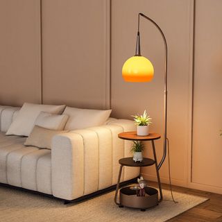 オレンジ フロアスタンド 照明 収納付き モダンデザインの通販 by z