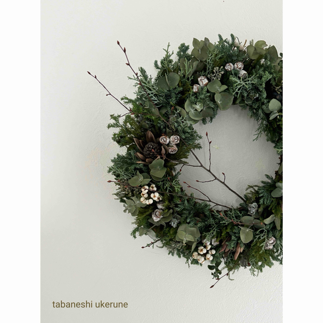 ユーカリと白い実を針葉樹と紡いだ 冬支度を始める大きな クリスマス