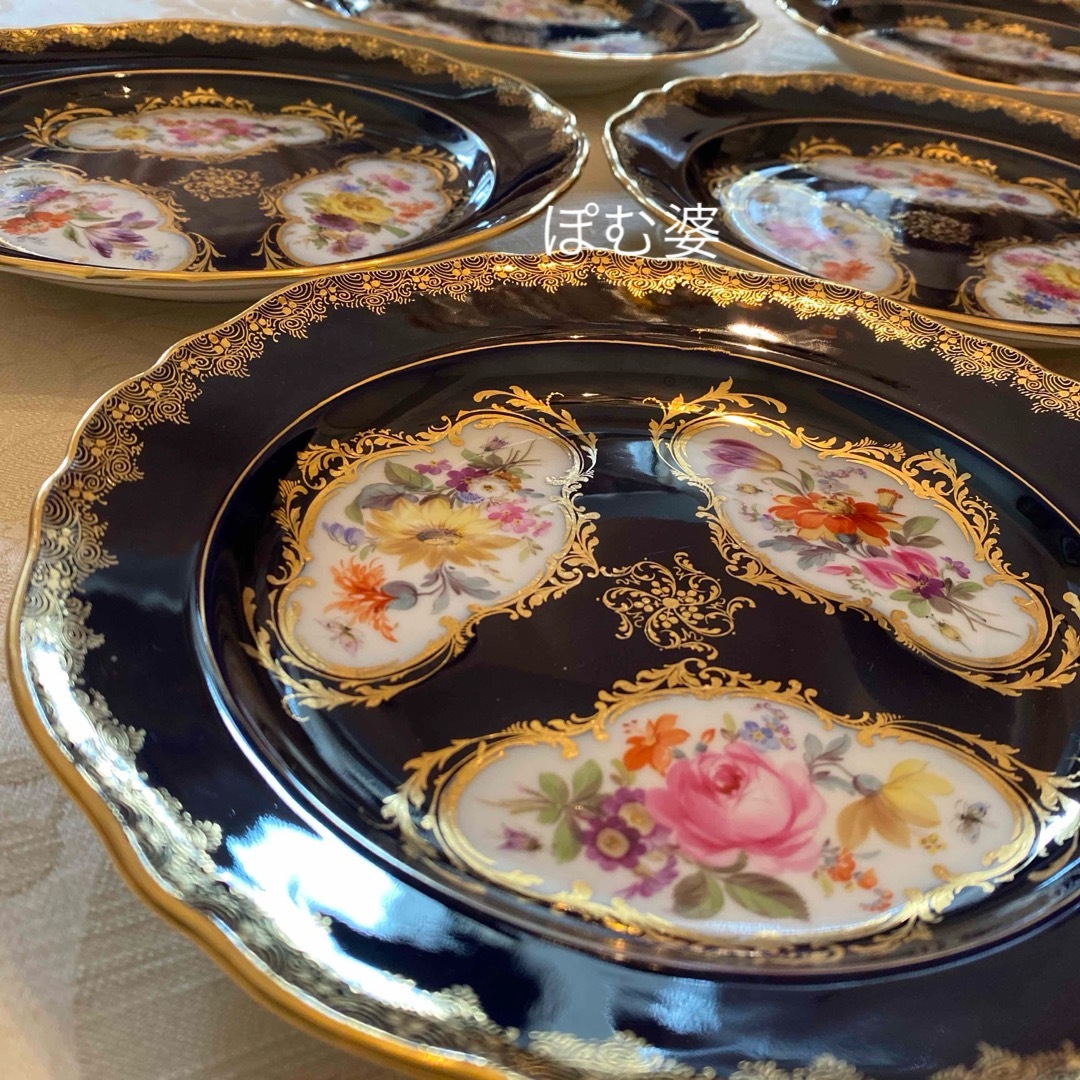 MEISSENマイセン (ドイツ)飾り皿 花のブーケ ロカイユ・リボンレリーフ