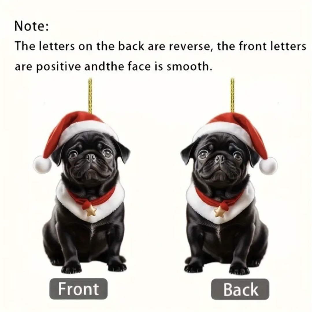犬 黒パグ クリスマスツリー Xmas オーナメント アクリル製の通販 by