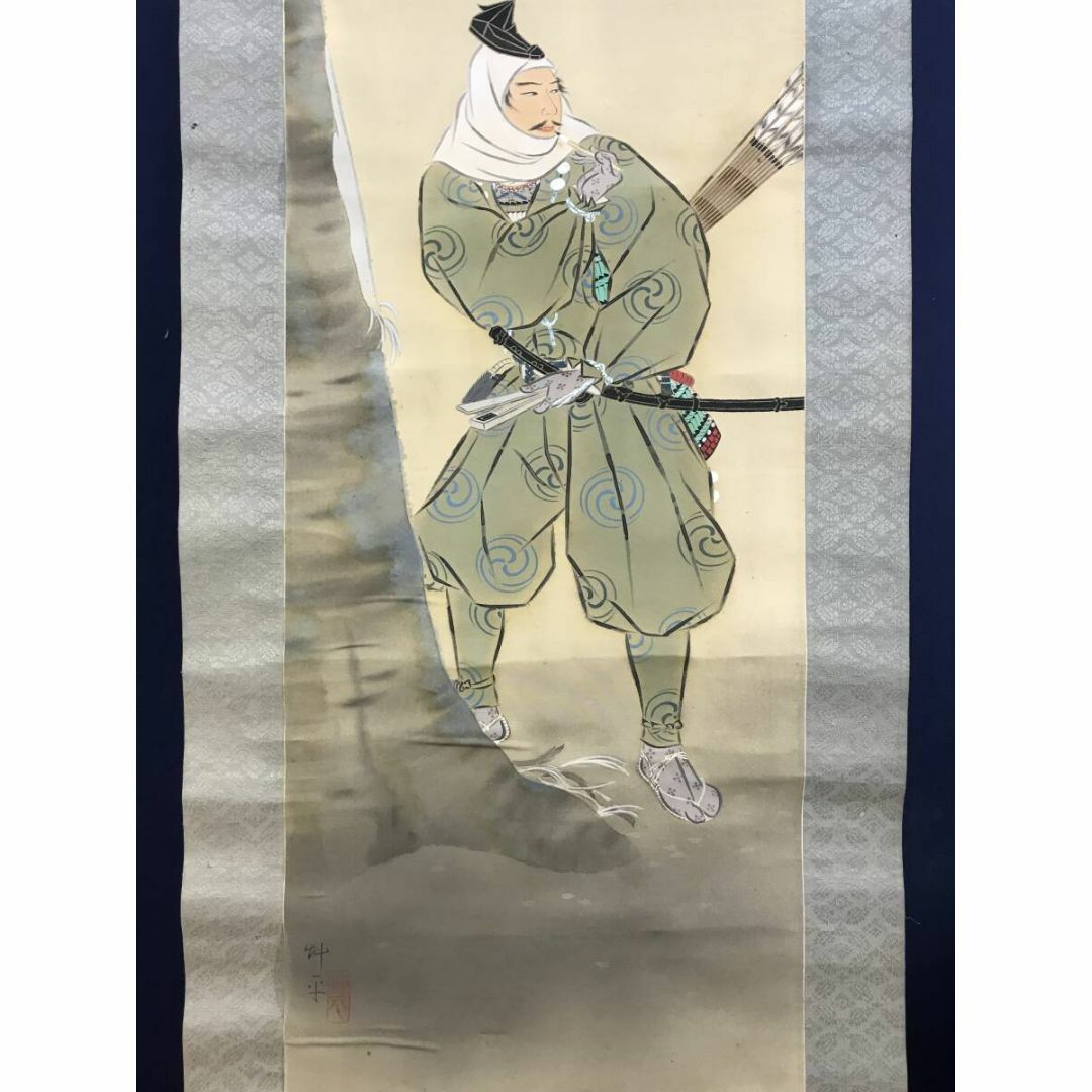 真作/山口草平/児島高徳公図/武者絵/人物図/掛軸☆宝船☆AJ-284の通販