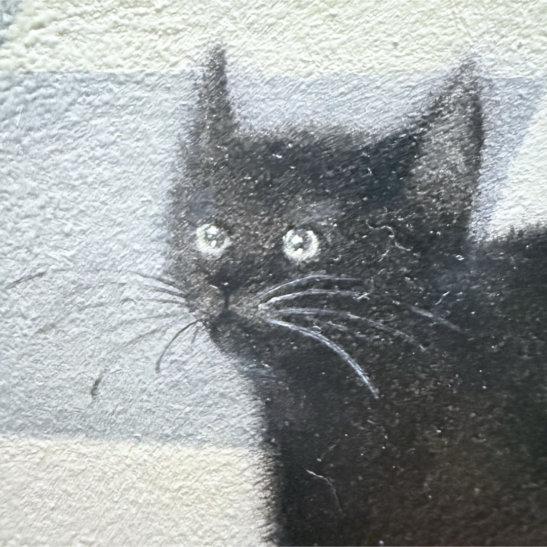 102様感謝‼️くろねこの降誕祭‼️川内令子『ピエロと黒猫』真筆 油彩画