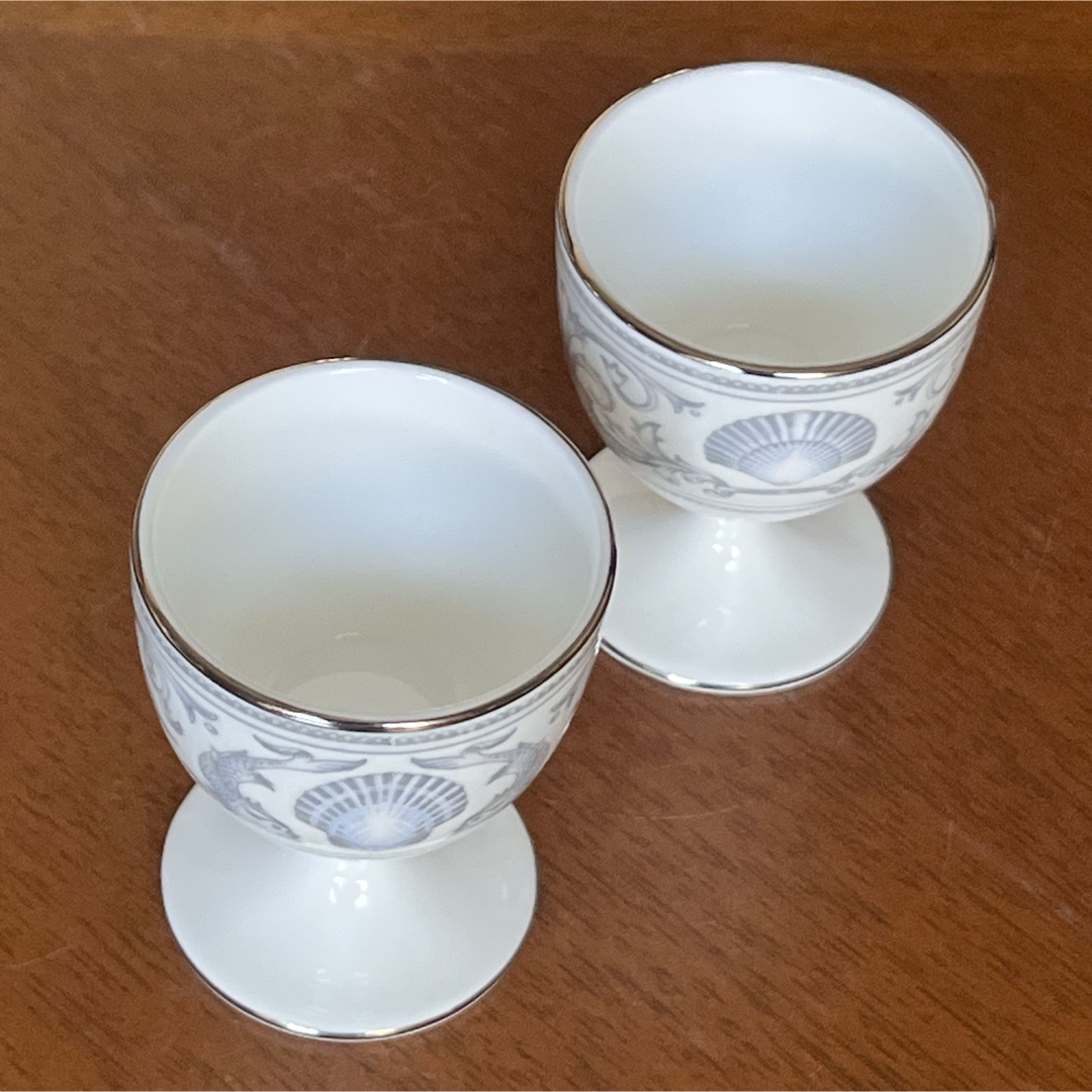 黒壺美品】ウェッジウッド☆ドルフィンホワイト☆ペアセット